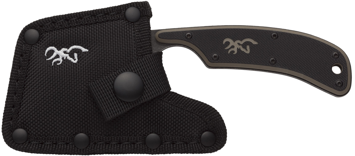 Browning Cutoff Camp 2.5" Fixed Cleaver Plain Edge 9Cr14MoV Black/Tan G10 Handle — view 2