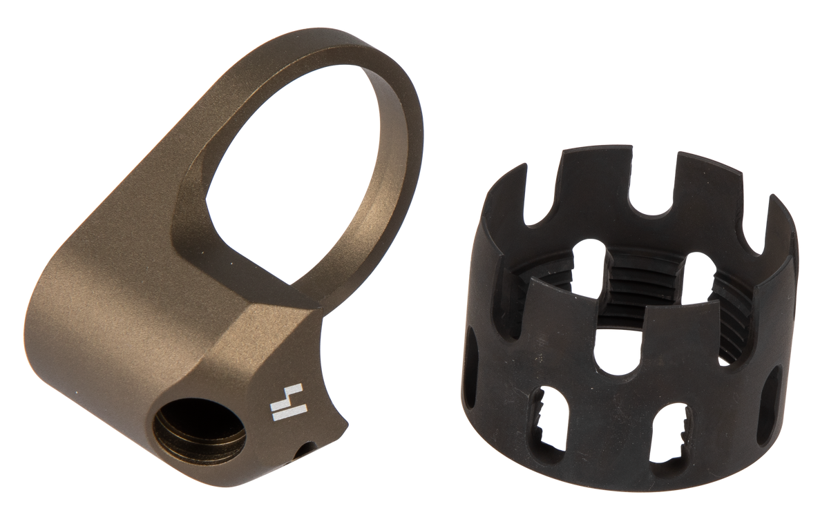 Strike Industries AR Enhanced Castle Nut and Extended End Plate Flat Dark Earth Anodized Steel — view 2