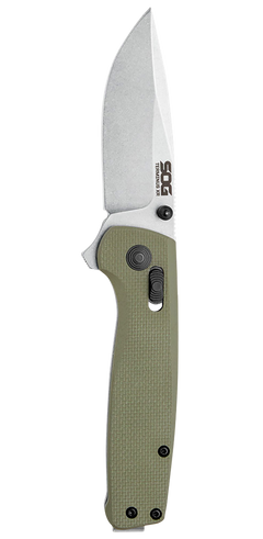 S.O.G Terminus XR 2.95" Folding Plain Clip Point D2 Steel Stonewashed Blade OD Green G10 Handle — view 2