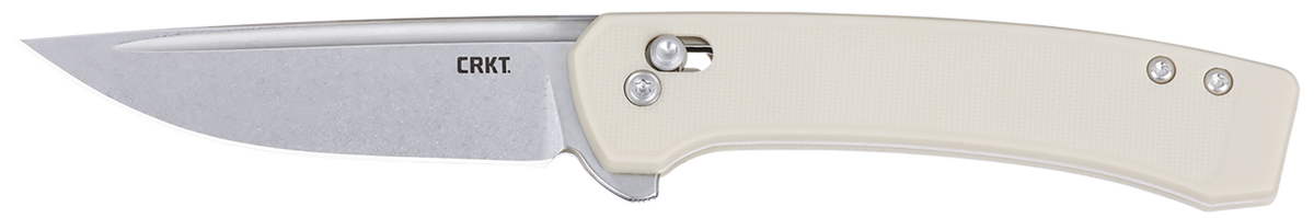 Columbia River 7075S Q Compact 3.05" Folding Drop Point Plain Stonewashed 14C28N Steel White GRN Knife — view 2