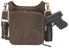 GTM Crossbody Mail Pouch Brown Leather Concealed Carry Bag - GTM-CZY/17 — view 2