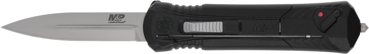 Smith & Wesson Knives M&P 3.50" OTF Dagger AUS-8A Satin Plain Edge Black Handle — view 2