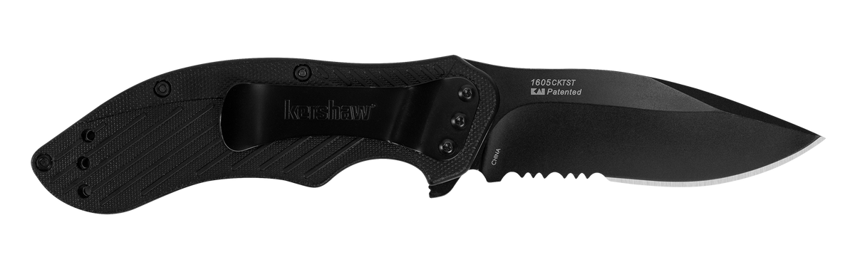 Kershaw Clash 3.10" Folding Drop Point Part Serrated Black Oxide 8Cr13MoV Black GFN — view 2