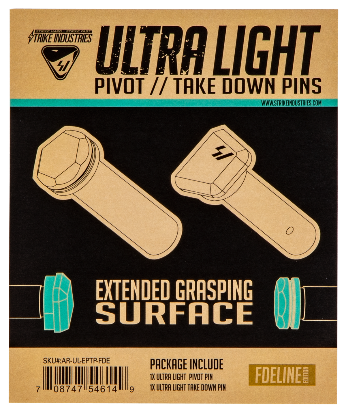 Strike Industries Ultra Light AR-15 Takedown/Pivot Pins Mil-Spec Aluminum - Flat Dark Earth — view 2