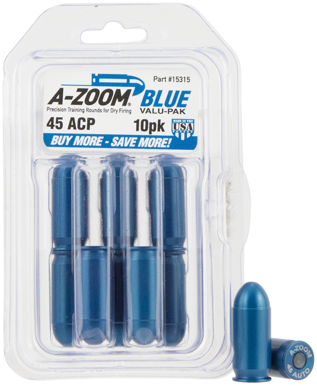 A-Zoom 15315 Pistol Blue Snap Caps 45 ACP 10-Pack Dummy Rounds — view 2