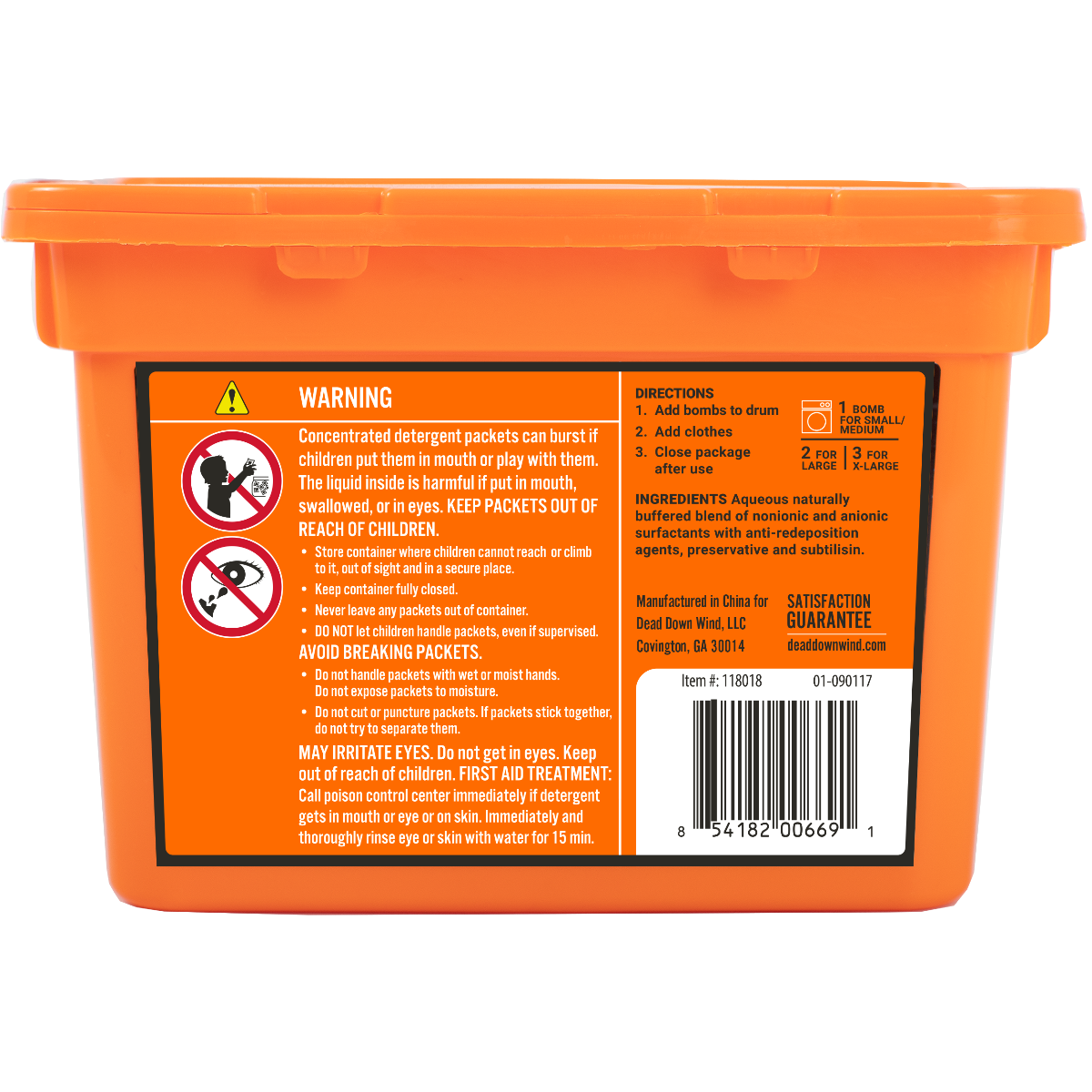 Dead Down Wind Laundry Bombs Odor Eliminator Unscented 12.24 oz Tub 18 Count — view 2