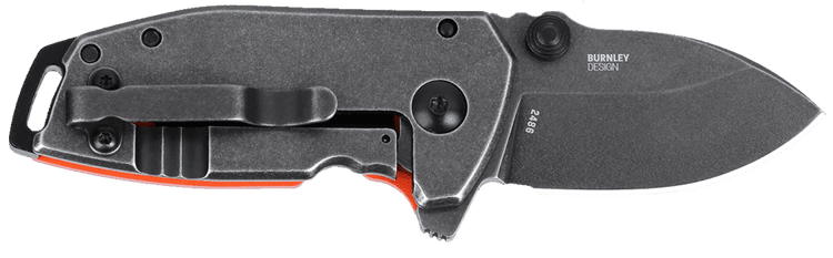 Columbia River CRKT 2486 Squid Compact 1.75" Folding Drop Point D2 Plain Stonewashed Blaze Orange G10/SS Handle — view 2