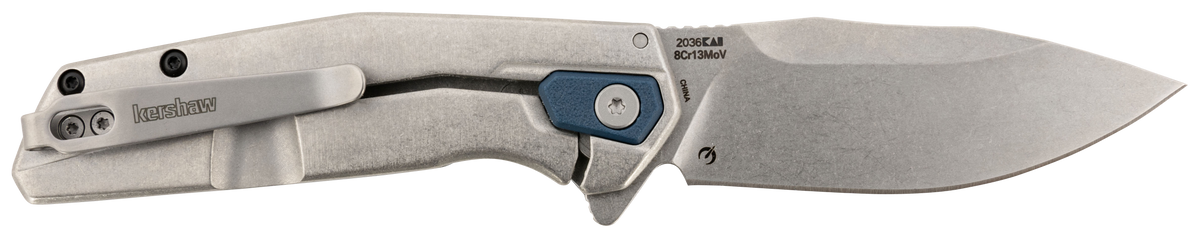 Kershaw Lucid 2036 3.20" Folding Clip Point Plain Stonewashed 8Cr13MoV - Blue GFN/SS Handle — view 2