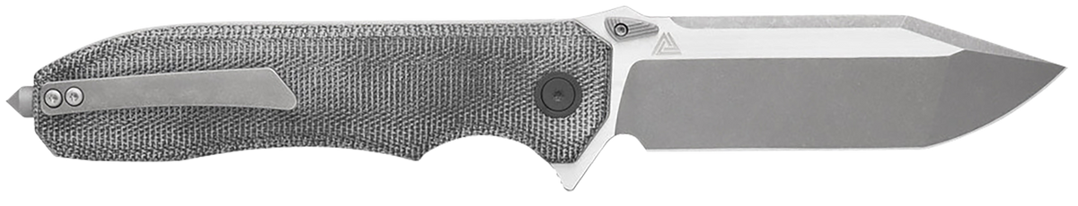 Eikonic Knife Company Validus 3.78" Folding Modified Tanto Plain Edge M390 Steel Salt & Pepper Canvas Micarta Handle — view 2