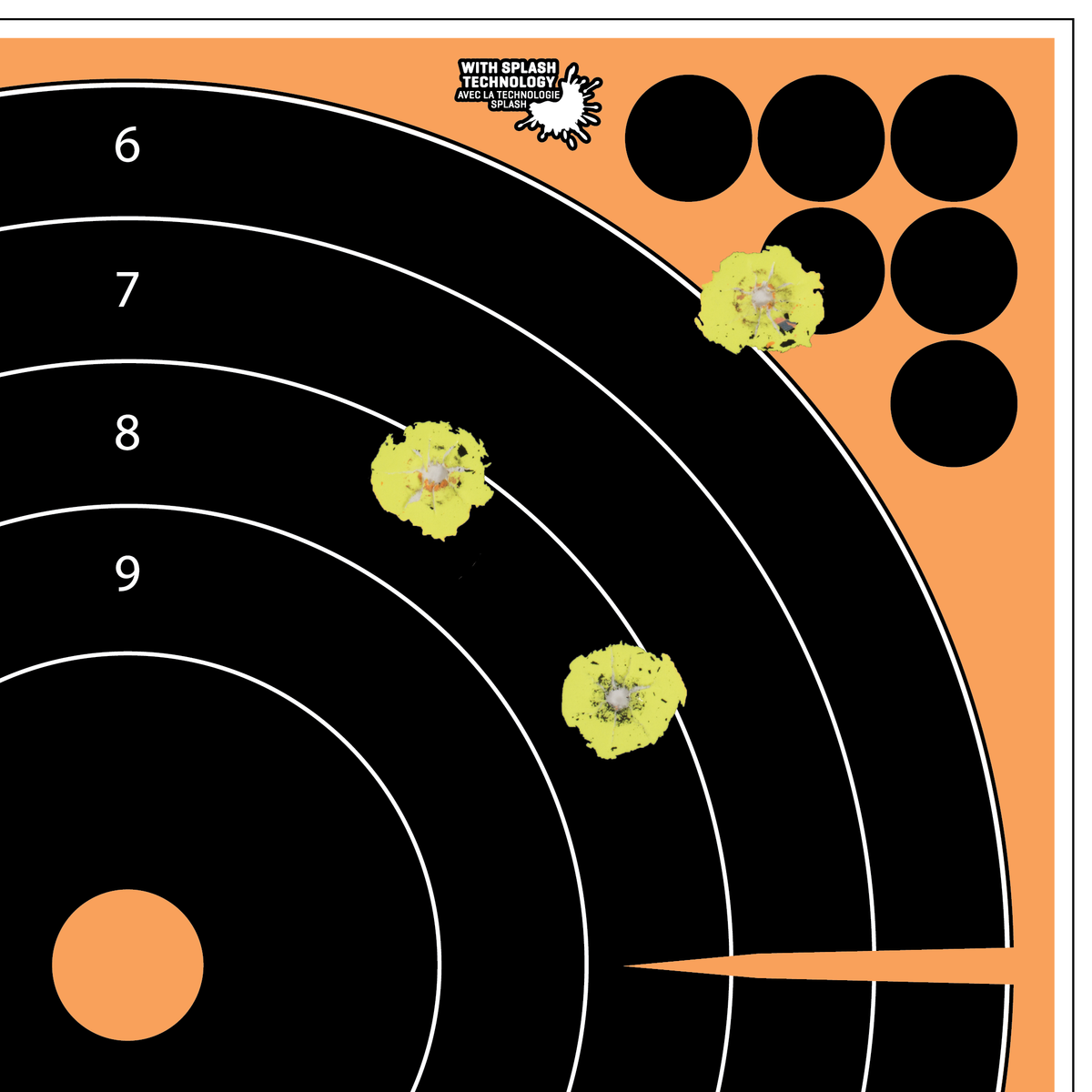 EZ-Aim 15317 Splash Reactive Self-Adhesive Paper 12" Bullseye Target 5 Pack - Black/Orange — view 2