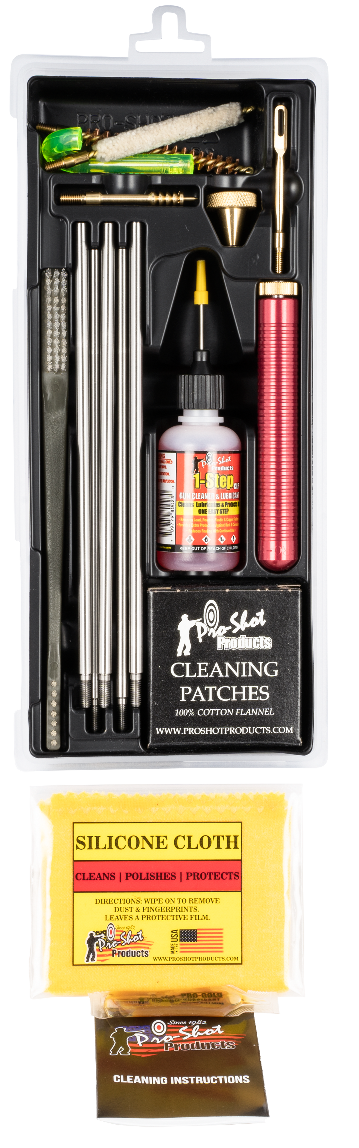 Pro-Shot Classic Box Kit .25/6.5mm Cal Rifle Cleaning Kit - Black Plastic Case