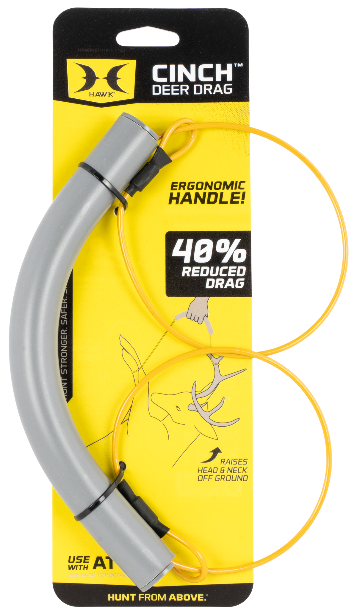 Hawk Cinch Deer Drag 9.5" Yellow Cable Game Drag — view 2