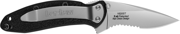 Kershaw Scallion 2.40" Folding Drop Point Part Serrated Bead Blasted Black GFN — view 2