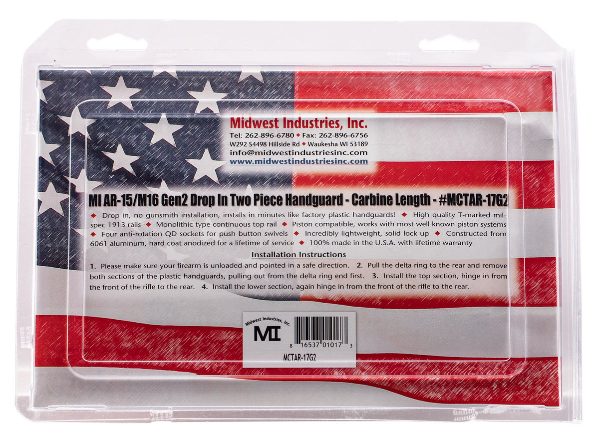 Midwest Industries MCTAR17G2 Gen 2 AR-15 7" Drop-In Quad Rail Handguard - Black — view 2