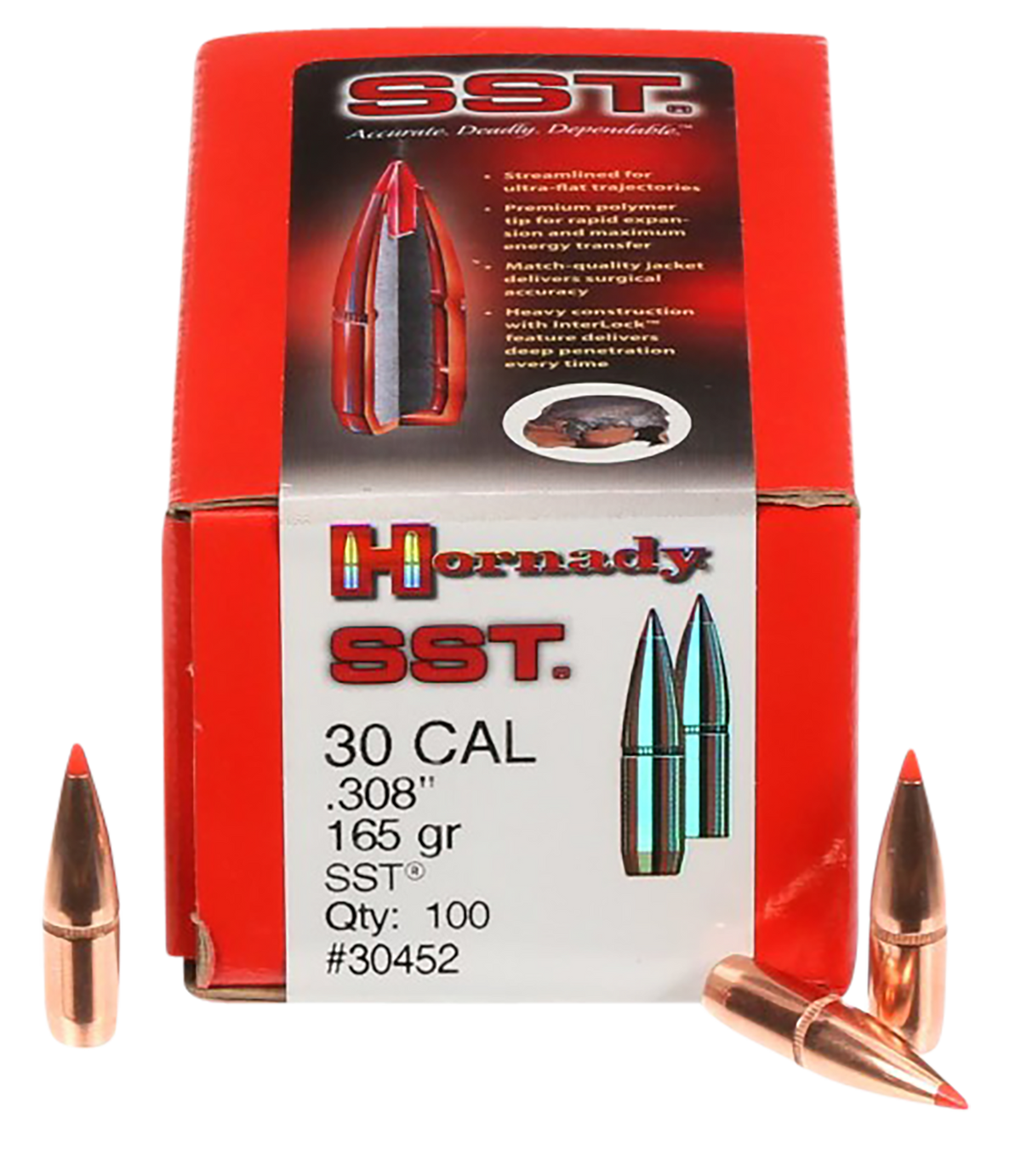 Hornady SST 30 Caliber .308 165 gr Super Shock Tip Bullets - 100 Count — view 2