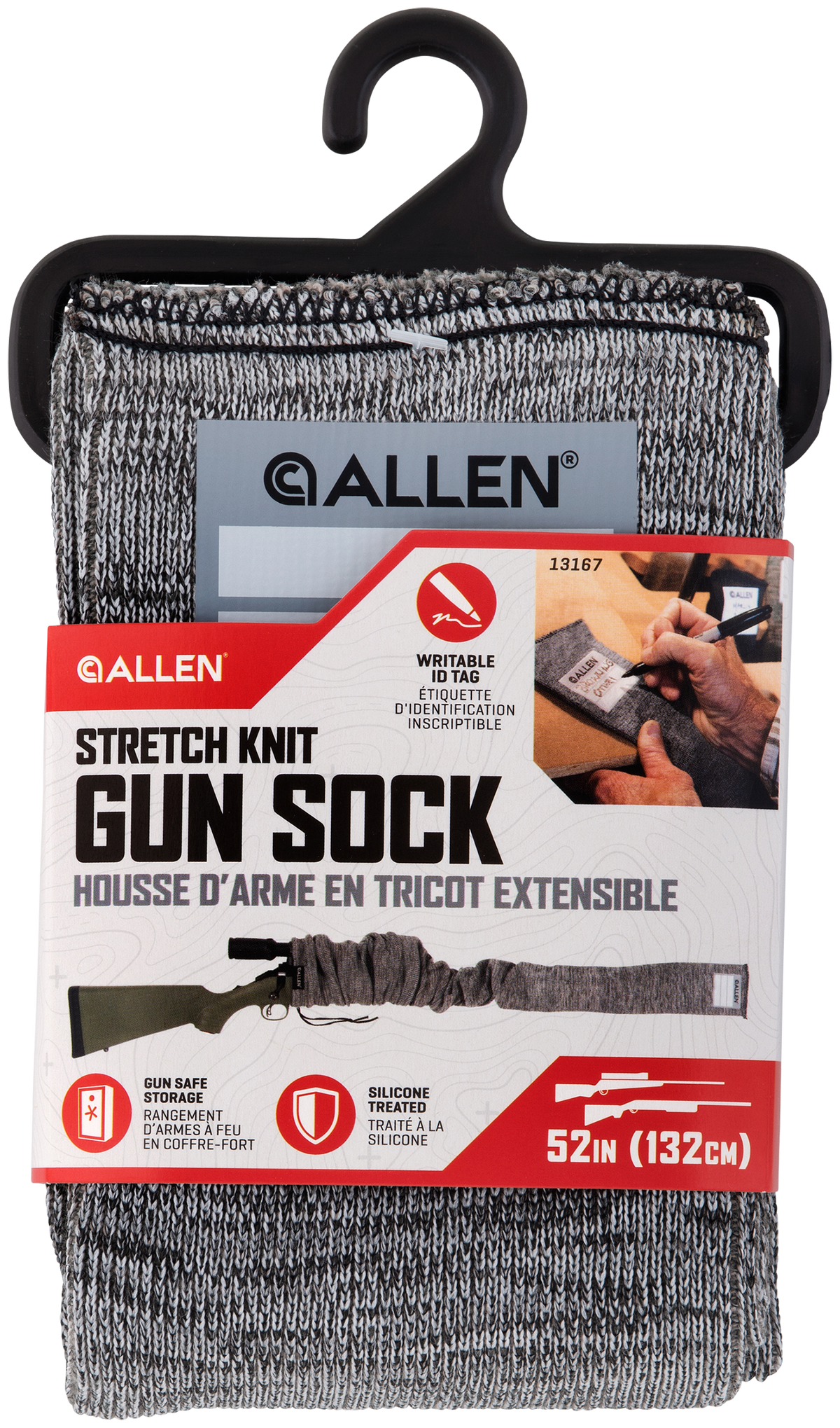 Allen 13167 Stretch Knit Gun Sock Gray 52 in Silicone-Treated - Holds Scoped Rifles & Shotguns — view 2