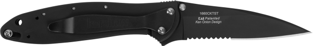 Kershaw Leek 3" Folding Modified Drop Point Part Serrated Black DLC — view 2