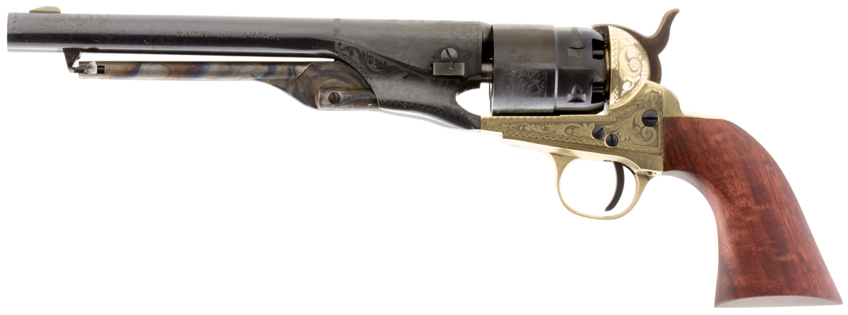 Traditions 1860 Army .44 Cal 8" 6-Shot Break Open Percussion Revolver - Brass Engraved Frame/Blued Barrel — view 2