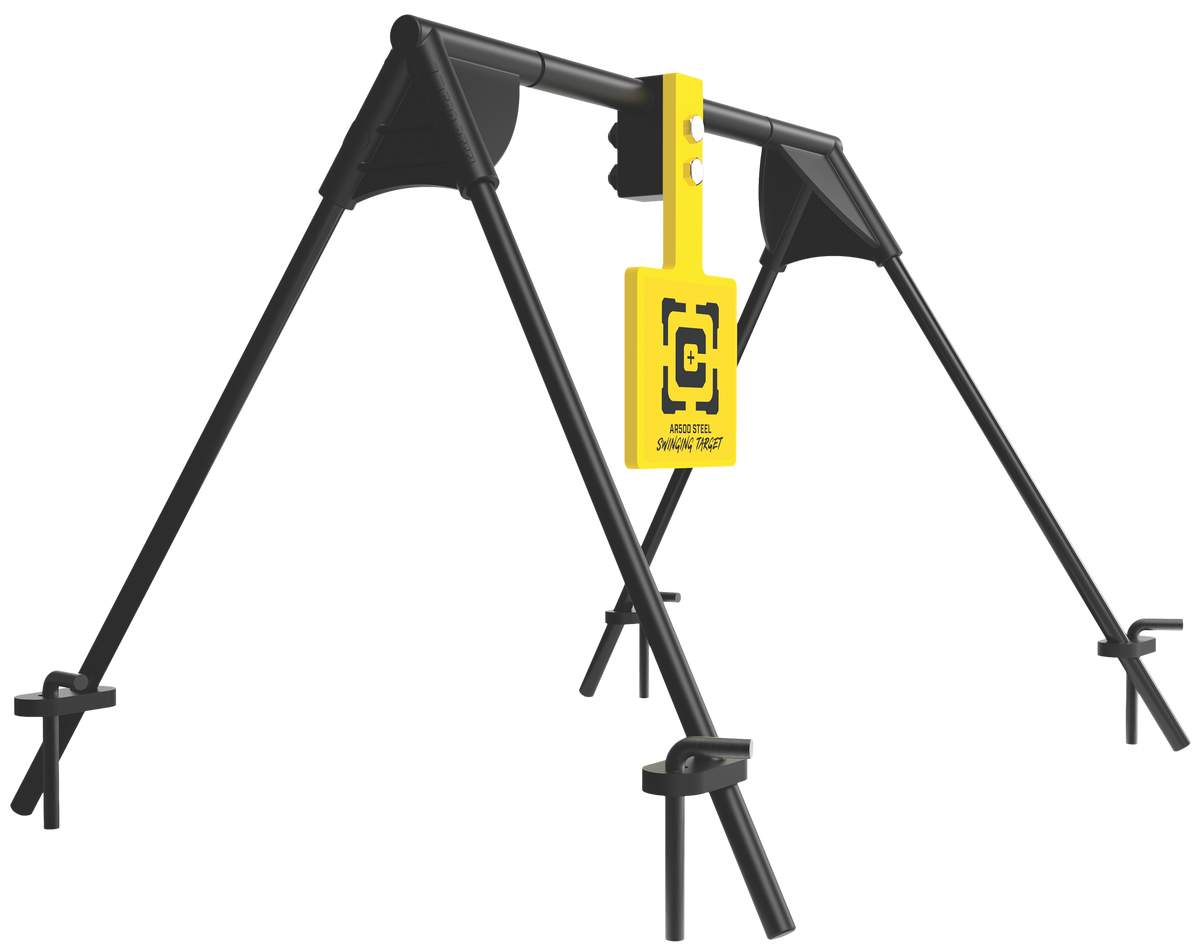 Caldwell Swinging AR500 Steel Hanging Rifle Target Black/Yellow - Includes Ground Stakes — view 2