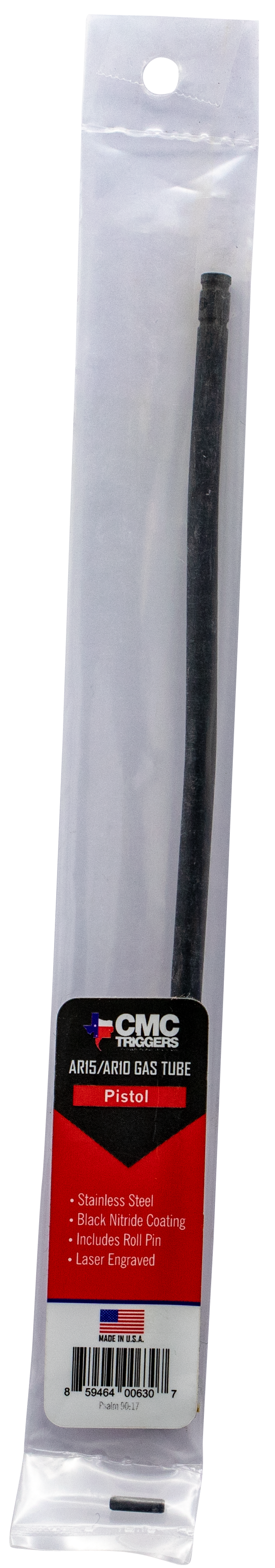 CMC Triggers 81621 AR-15/AR-10 Gas Tube Pistol Length 6.705" 304 Stainless Steel - Black Nitride — view 2