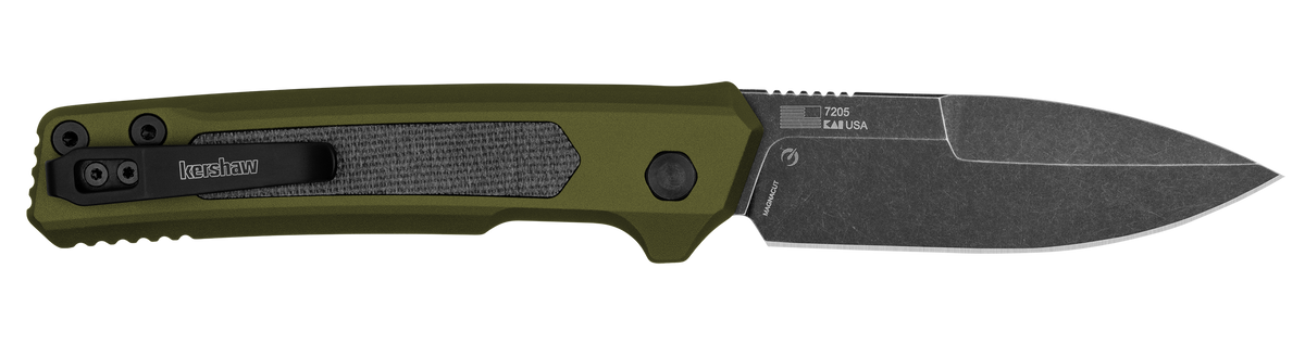 Kershaw Launch 22 7205 3.45" Folding Spear Point Plain CPM MagnaCut OD Green Aluminum/Micarta — view 2