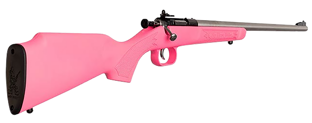 Crickett KSA2221 Youth 22 LR 16.12" 1-Rd Bolt Action Rifle - Pink Synthetic Stock, Stainless Barrel — view 2
