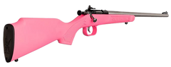 Crickett KSA2221 Youth 22 LR 16.12" 1-Rd Bolt Action Rifle - Pink Synthetic Stock, Stainless Barrel — view 2