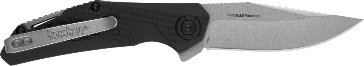 Kershaw Camshaft 1370 3" Folding Clip Point Plain Stonewashed 4Cr14 Black GFN — view 2