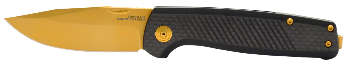 S.O.G Terminus SJ LTE 2.90" Folding Plain Gold TiNi S35VN Blade Graphite Textured G10 Handle — view 2