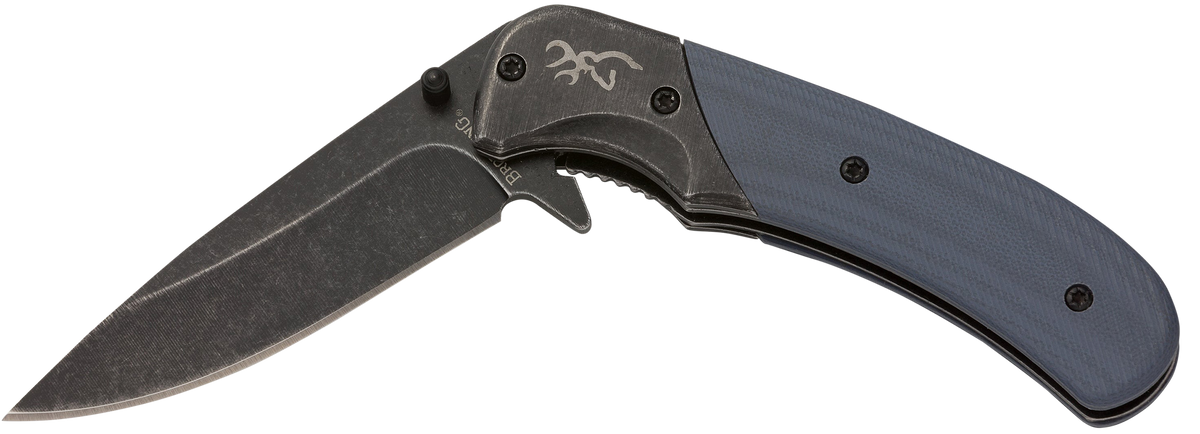 Browning The Range 2.75" Folding Drop Point 7Cr17MoV Plain Edge Liner Lock Knife - Black/Blue G10 — view 2