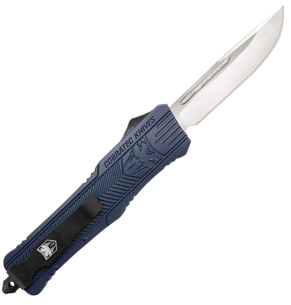 CobraTec CTK-1 Large 3.75" OTF Dagger D2 Steel NYPD Blue Aluminum Handle — view 2