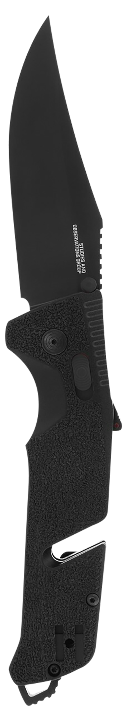 S.O.G Trident AT 3.70" Folding Clip Point Plain Black TiNi Cryo D2 Steel Blackout GRN Handle — view 2