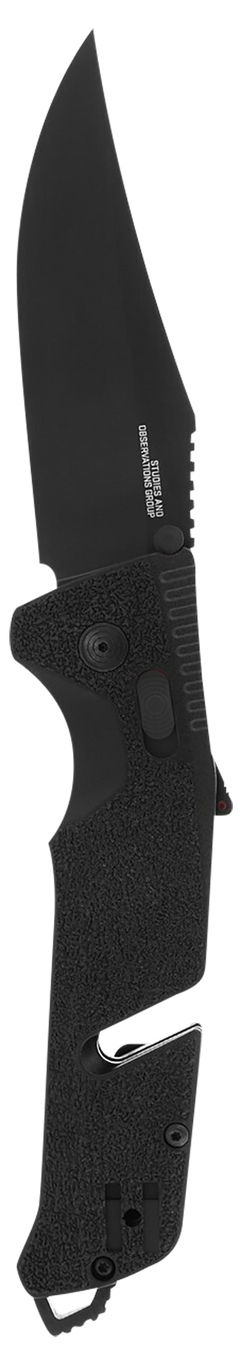 S.O.G Trident AT 3.70" Folding Clip Point Plain Black TiNi Cryo D2 Steel Blackout GRN Handle — view 2