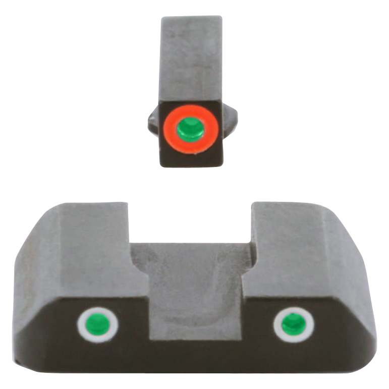 AmeriGlo GL241 Custom Classic Sight Set for Glock Gen 1-4 9mm/.40/.380 & Gen 5 10mm/.45 - Green Tritium Orange Outline Front / Green Tritium White Outline Rear — view 2