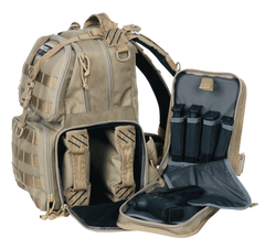 G*Outdoors Tactical Range Backpack Tan 1000D Nylon 3 Handguns — view 2