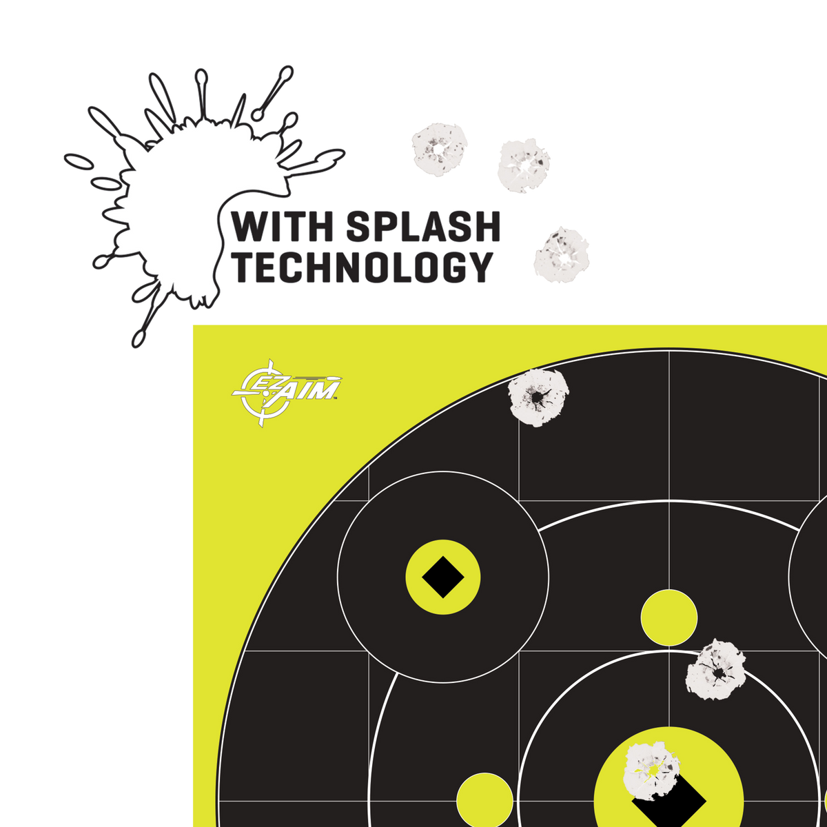 EZ-Aim Splash Reactive 12" Bullseye Gallery Non-Adhesive Paper Target - Black/Yellow - 12 Pack — view 2