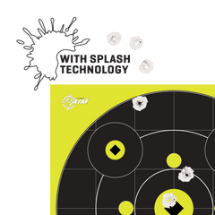 EZ-Aim Splash Reactive 12" Bullseye Gallery Non-Adhesive Paper Target - Black/Yellow - 12 Pack — view 2