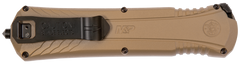 Smith & Wesson M&P OTF 3.50" Spear Point Plain AUS-8A SS Black Oxide Flat Dark Earth Aluminum Handle — view 2