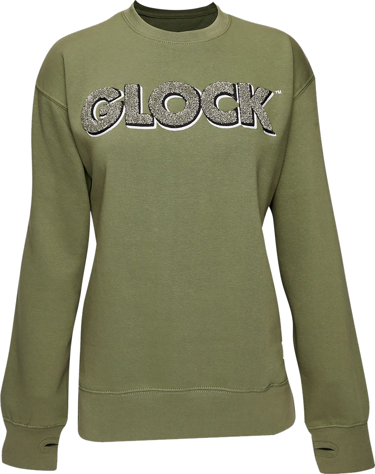 Glock Women's Retro Fleece Crewneck Olive Cotton/Polyester Long Sleeve 2XL — view 2