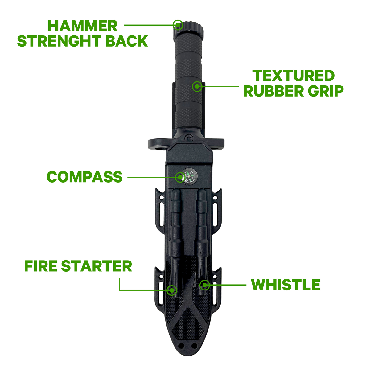 Humvee Accessories Next-Gen Survival Knife 7.50" Fixed Sawback Plain Edge - Black Handle — view 2