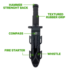 Humvee Accessories Next-Gen Survival Knife 7.50" Fixed Sawback Plain Edge - Black Handle — view 2