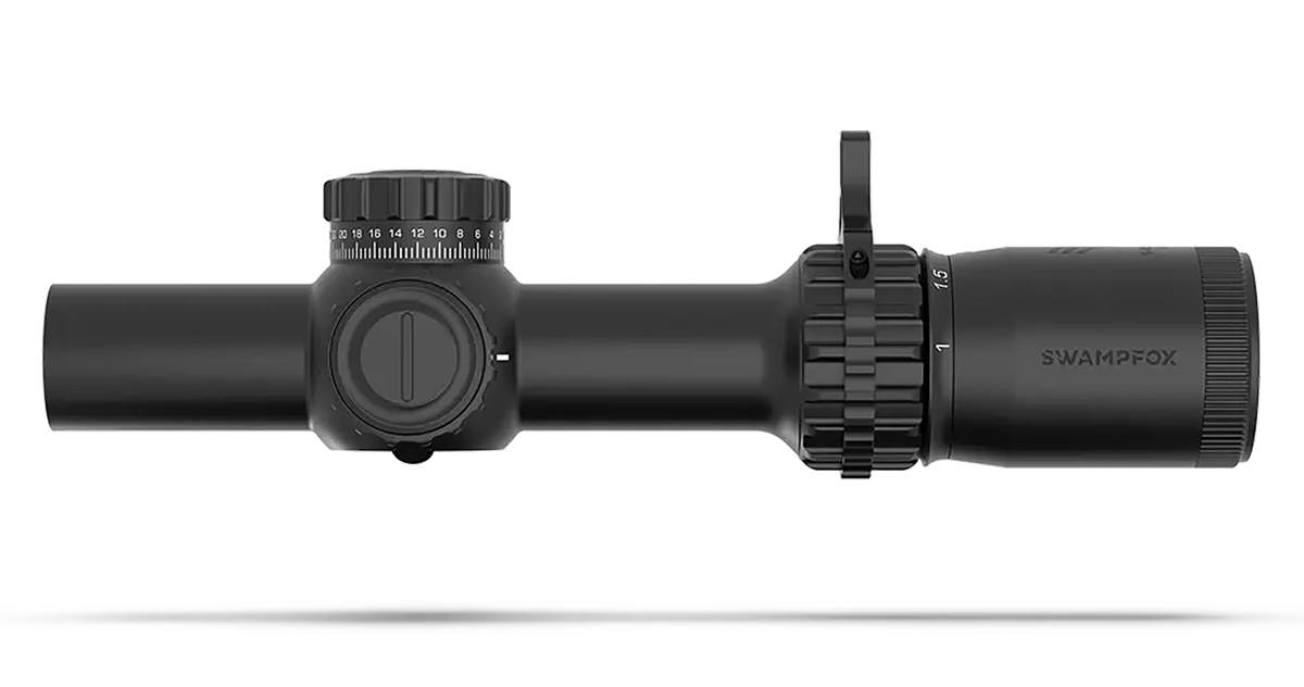 Swampfox Optics Tomahawk II 1-4x24mm 30mm Tube SFP LPVO BFO Green Reticle Black — view 2