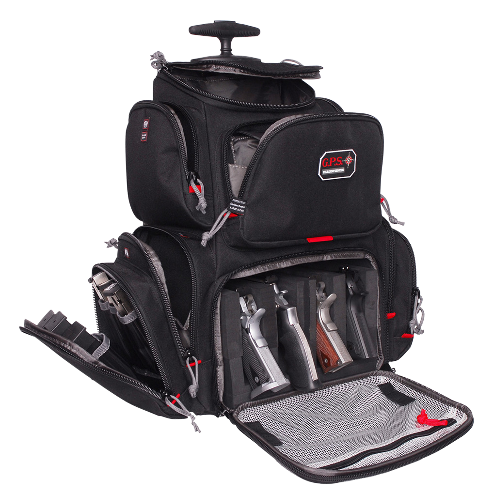 G*Outdoors 1711ROBP Handgunner Rolling Range Backpack Black 600D Polyester 4 Handguns — view 2