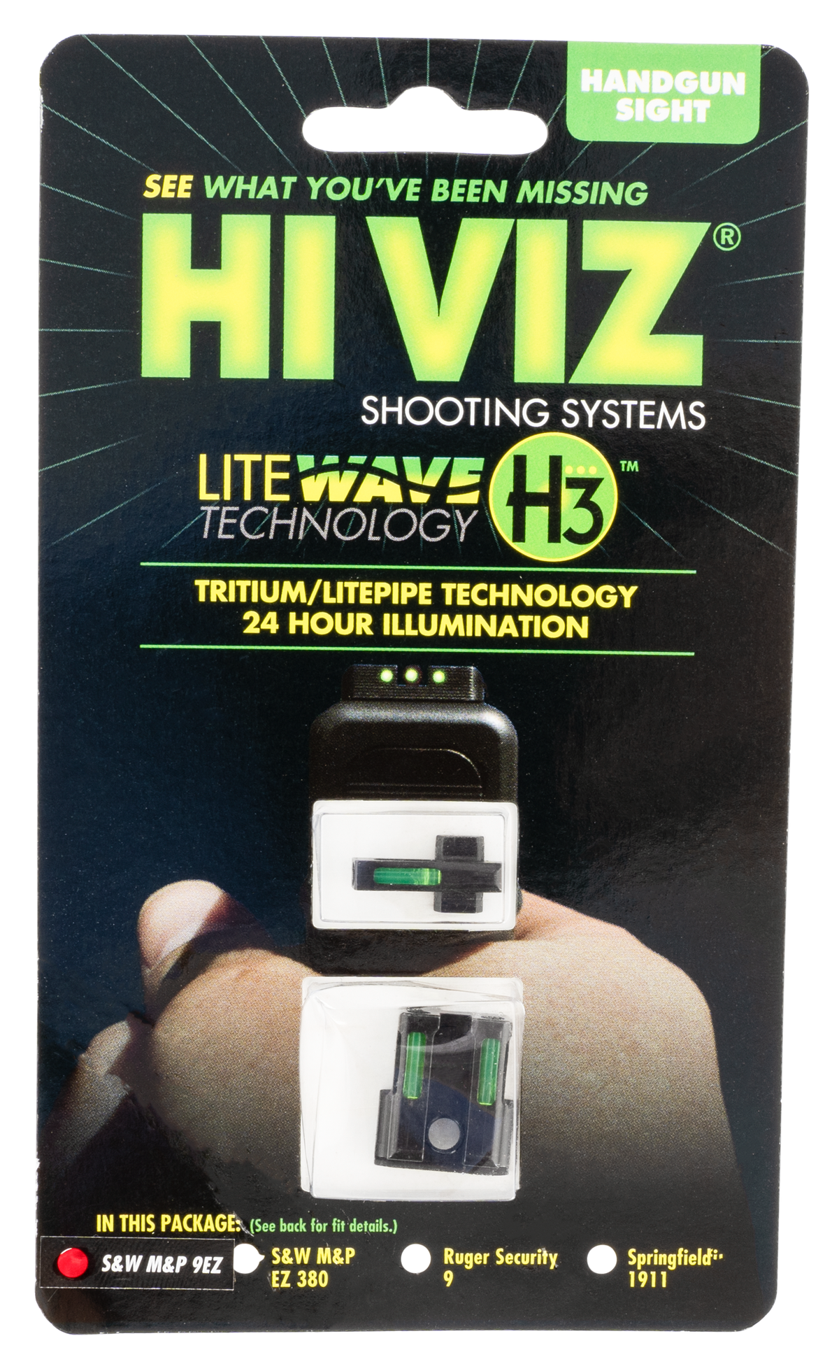 Hiviz LiteWave H3 Sight Set S&W M&P 9EZ Tritium/Fiber Optic — view 2