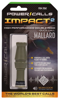 Power Calls Impact2 Open Call Double Reed Mallard Duck Call - OD Green Polycarbonate/Acrylic — view 2