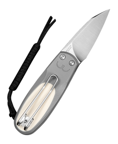 Civivi Knives Purr 1.83" Folding Reverse Tanto Plain Nitro-V Satin - Gray/Ivory G10 Handle — view 2
