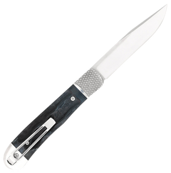 CobraTec Knives Trapper Hidden Release 3.12" OTS Drop Point Plain D2 Steel Satin Blade Black Bone Scales — view 2