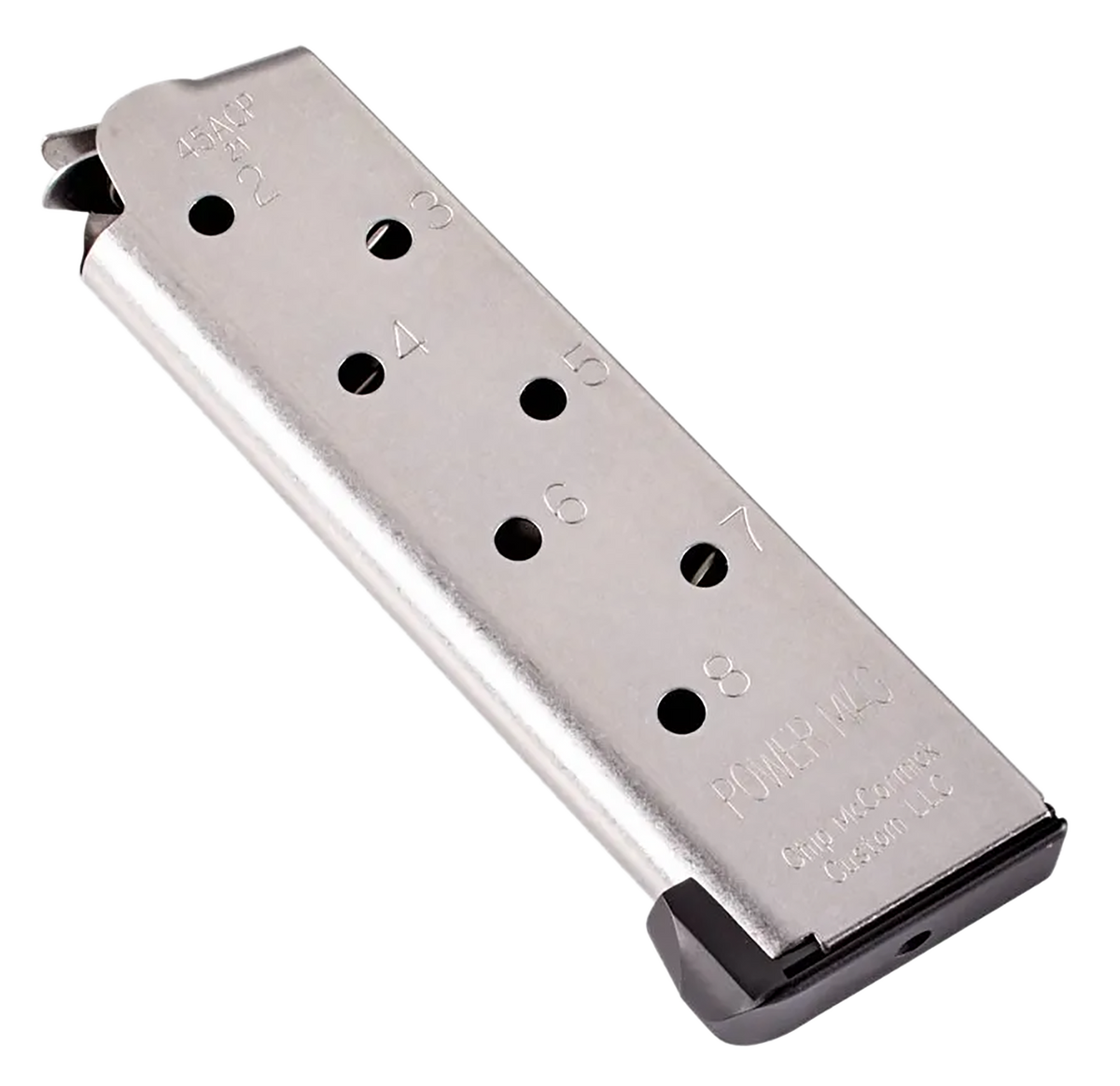 Chip McCormick Custom Power Mag 1911 Officer 45 ACP 8rd Stainless Steel Magazine - Black — view 2