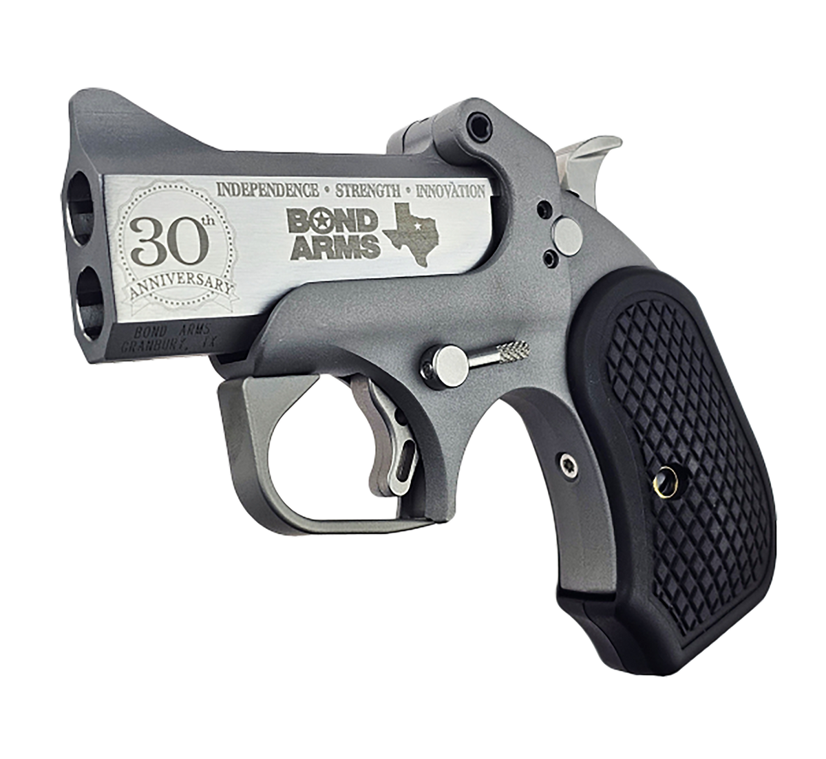 Bond Arms 30th Anniversary Rough Series 45 Colt/410 Bore 3" 2rd Break-Action Pistol - Engraved Rough Matte — view 2