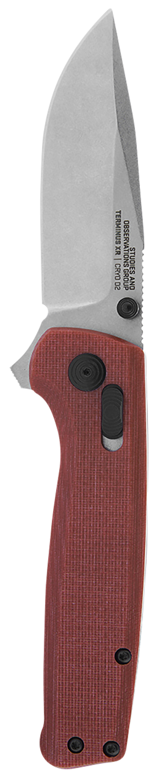 S.O.G Terminus XR 2.95" Folding Clip Point Plain Stonewashed D2 Steel Blade Crimson G10 Handle — view 2